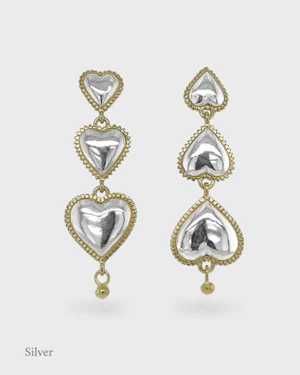 Temple Triple Heart Earring Drops