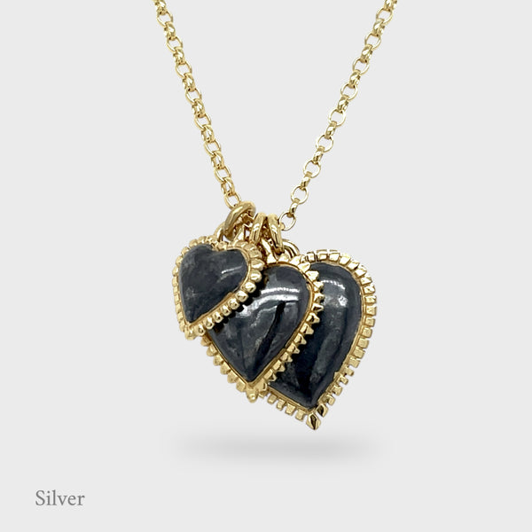 Heart Cluster Pendant - Black & Gold