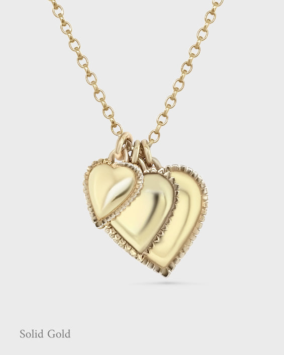 Heart Cluster Pendant - Solid Gold