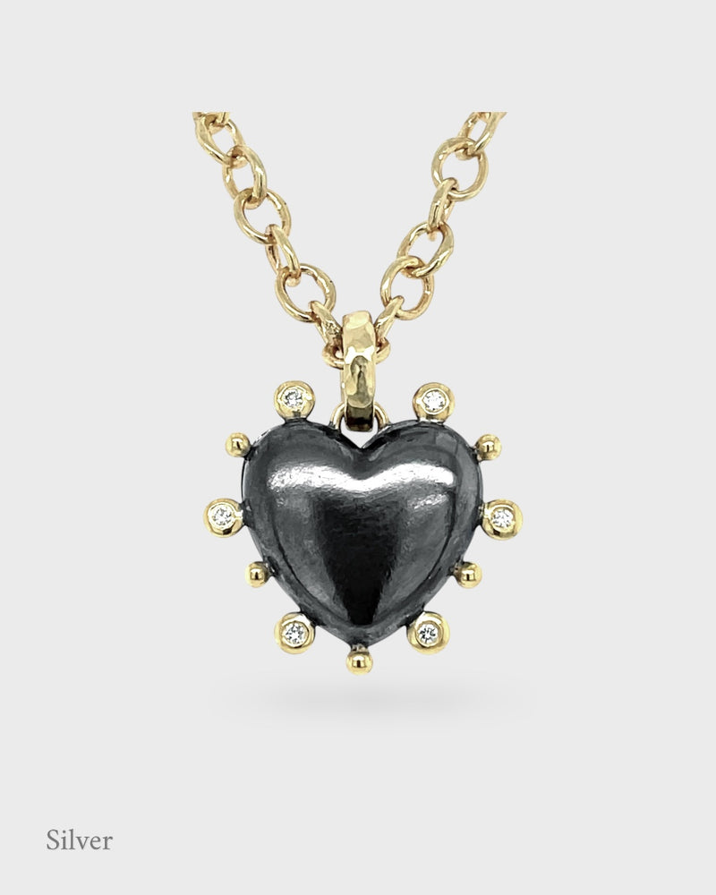 Valentina - Florentine Heart Locket - Black & Gold