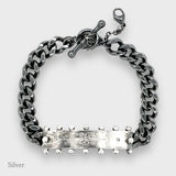 Vinci Identity Bracelet - Black Silver & Diamonds