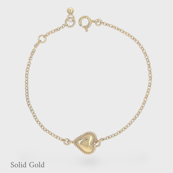 Zoe Heart Bracelet - Solid Gold