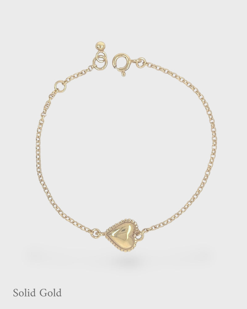 Zoe Heart Bracelet - Solid Gold