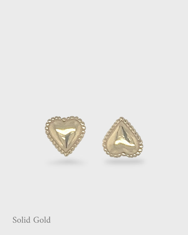 Zoe Heart Stud Earrings - Solid Gold