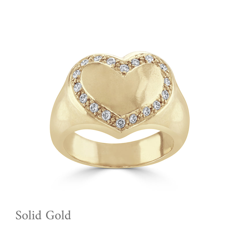 Harmony Sculptural Heart Ring - Pavé Diamond - Solid Gold