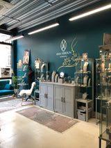 Alma Cuff/Bangle - Blue Topaz - Solid Gold & Black Silver