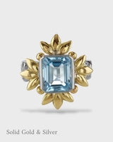 Sun Of Lotus - Cocktail Ring - Blue Topaz