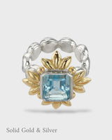Sun Of Lotus - Cocktail Ring - Blue Topaz