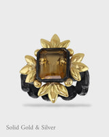 Sun of Lotus - Cocktail Ring - Citrine - Black & Gold Vermeil