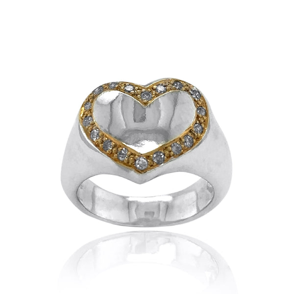 Harmony Sculptural Heart Ring - Pavé Diamond