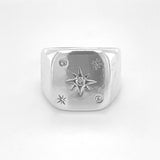 Atlas Signet Ring - North Star & Diamonds