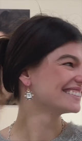 Octavie Earrings - 18ct Solid Gold & Black Silver -Topaz & Diamonds - Simonetta's Jewels Reimagined