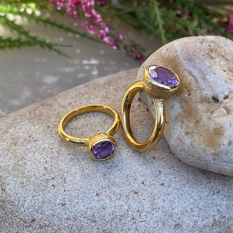 Behrianna Cocktail Ring - 7.5 mm - Amethyst - Gold