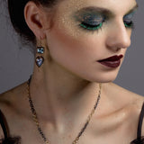 Nola Earrings - 18ct Solid Gold & Black Silver - Blue & White Topaz
