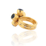 Goddess Ophelia Gumnut Flower Ring - 9ct Gold - Blue Topaz & Diamonds