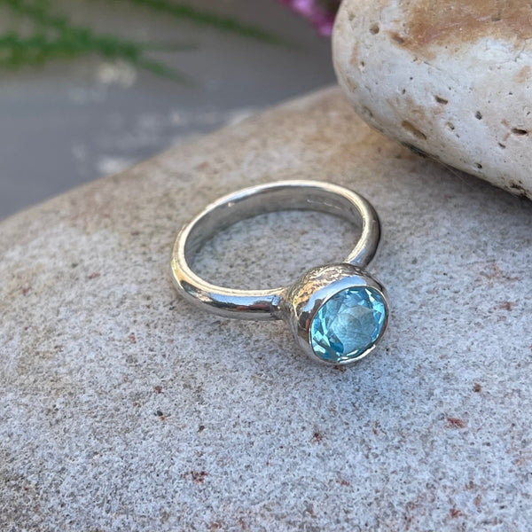 Behrianna Cocktail Ring - 7.5 mm - Blue Topaz - Silver