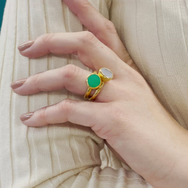 Behrianna Cocktail Ring - Lavender Chalcedony - Gold
