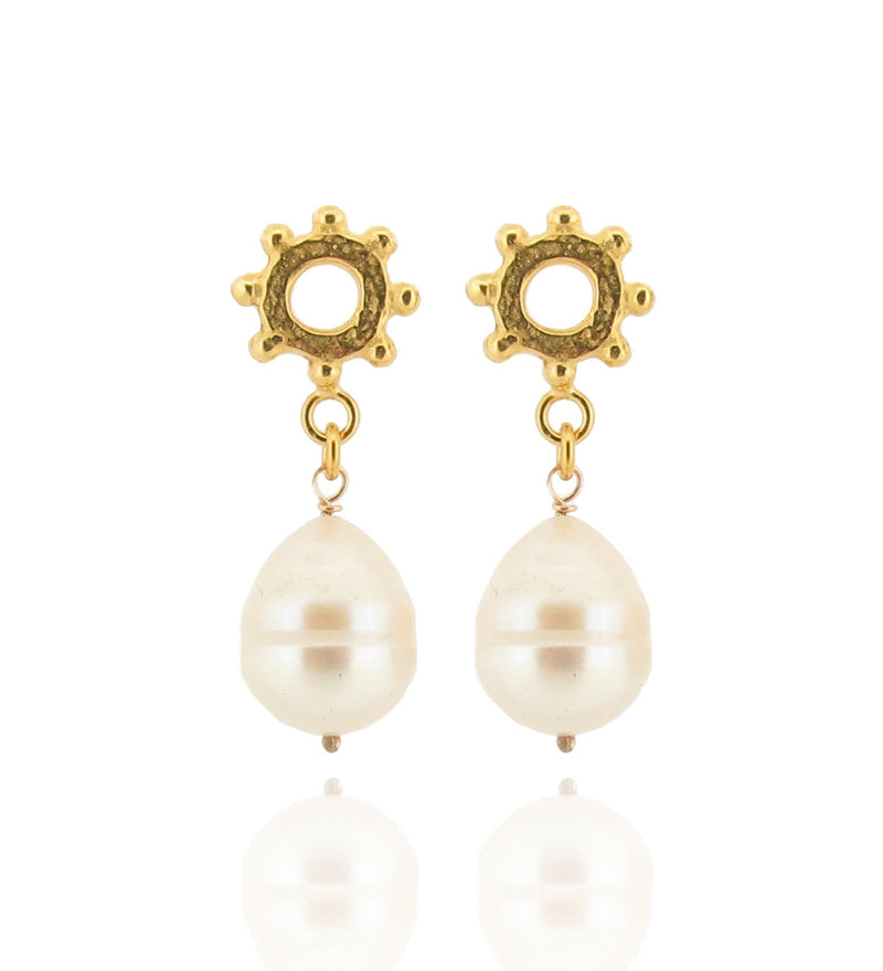 Casia Drop Earrings - Large Baroque Pearl - Gold