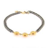 Triple Selene Charm Necklace - Black & Gold