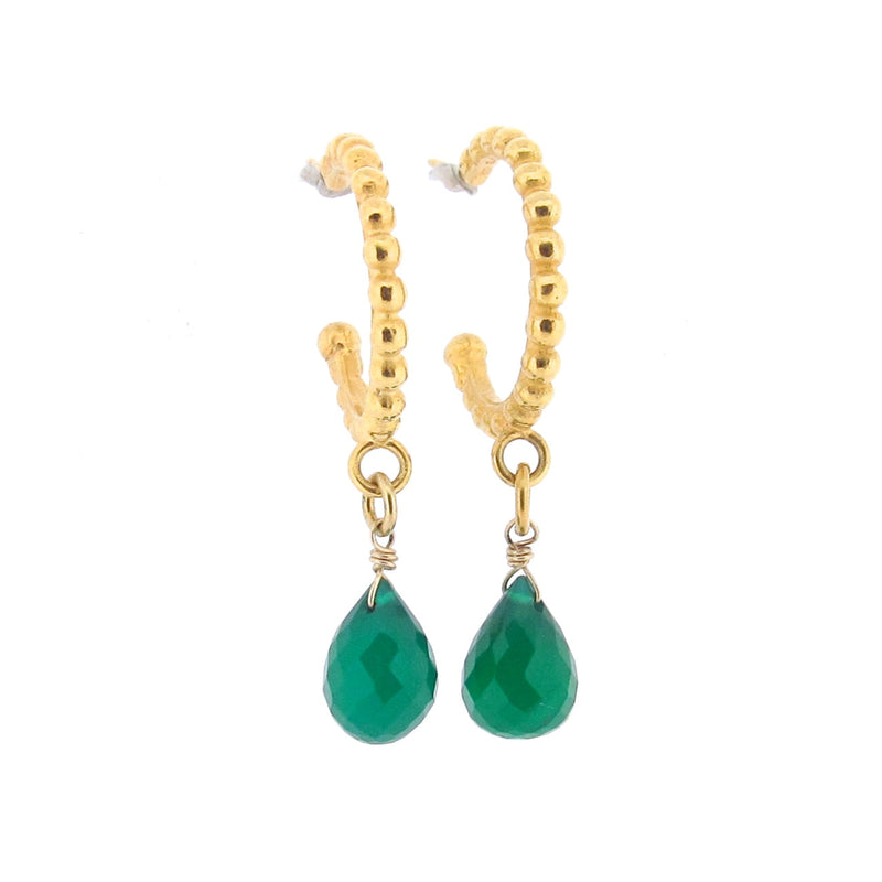 Litsa Hoop Earrings - Green Onyx - Gold