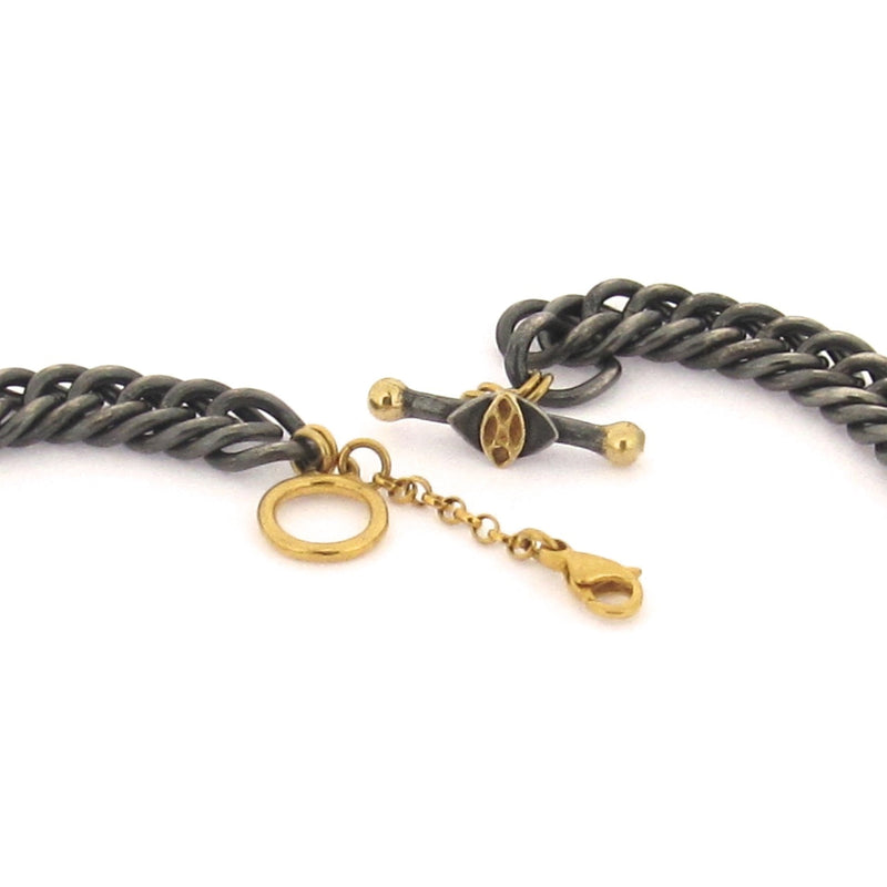 Triple Selene Charm Necklace - Black & Gold