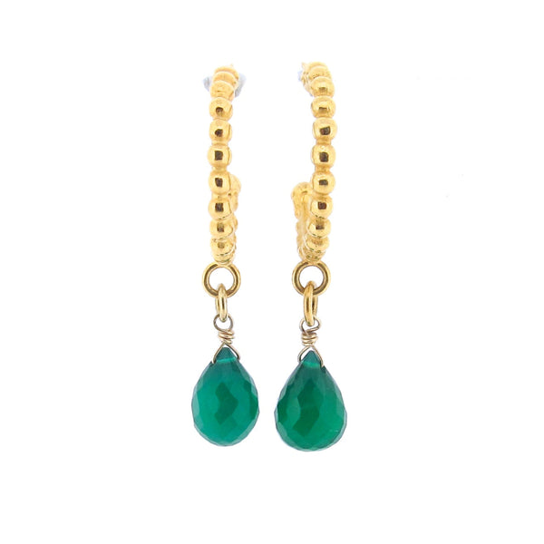 Litsa Hoop Earrings - Green Onyx - Gold