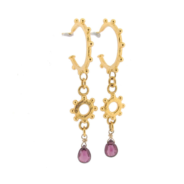Cleo Hoop Earrings - Rhodolite Garnet - Gold