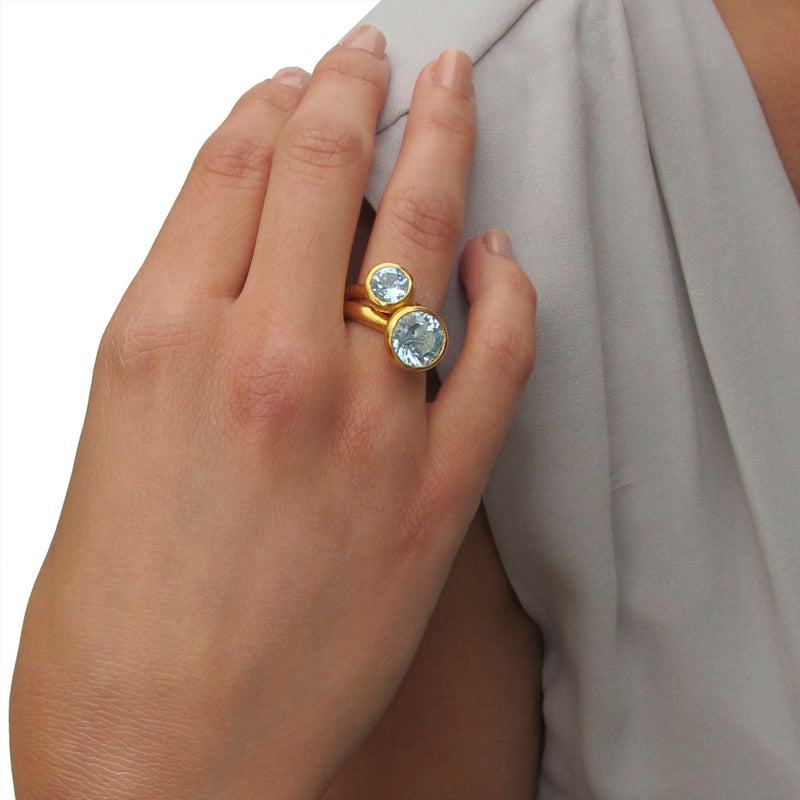 Behrianna Cocktail Ring - Blue Topaz  - Gold