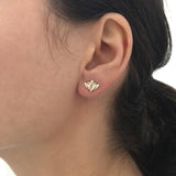 Small Lotus Stud Earrings - Silver