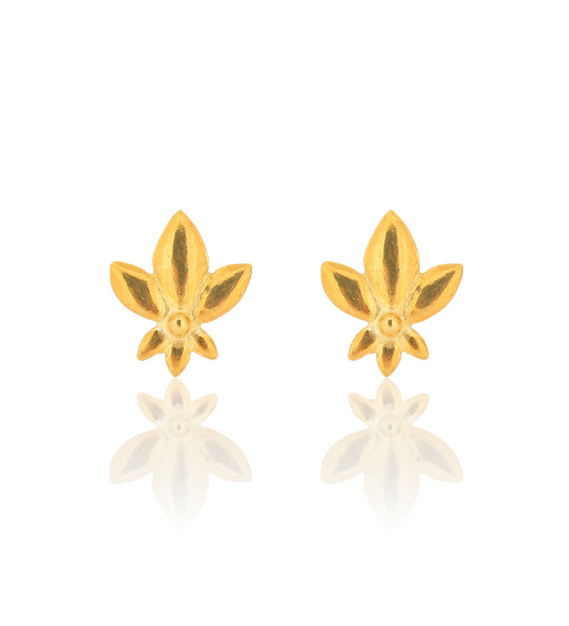 Lotus De Lys Stud Earrings - Gold