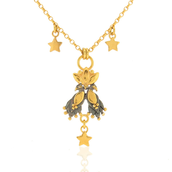 Mini Royal Night Birds - Necklace - Black & Gold