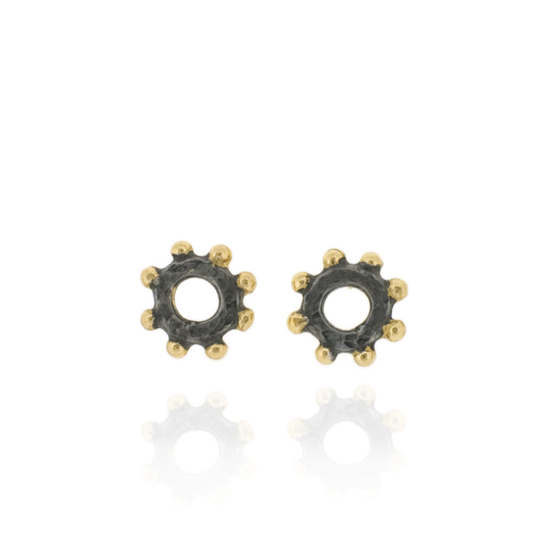 Casia Stud Earrings - Black & Gold