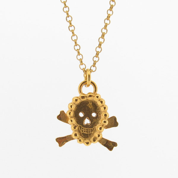Petit Calavera Pendant - Skull & Crossbones - Gold