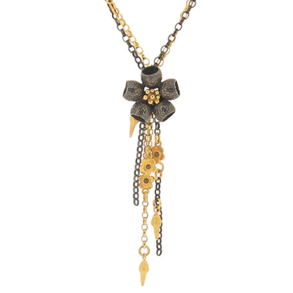 Ophelia Gumnut Flower Necklace - Black Rhodium