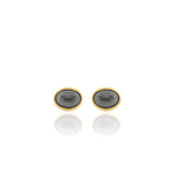 Edrie Oval Stud Earrings - Black & Gold