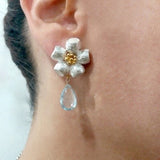 Ophelia Gumnut Flower Drop Earrings - Blue Topaz