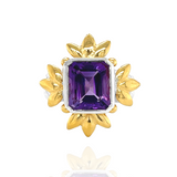 Sun Of Lotus - Cocktail Ring - Amethyst - Silver & Gold