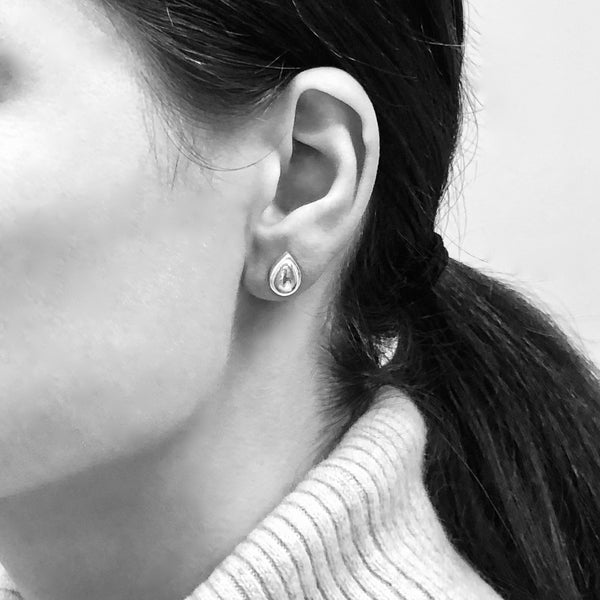 Edrie - Teardrop - Stud Earrings - Silver