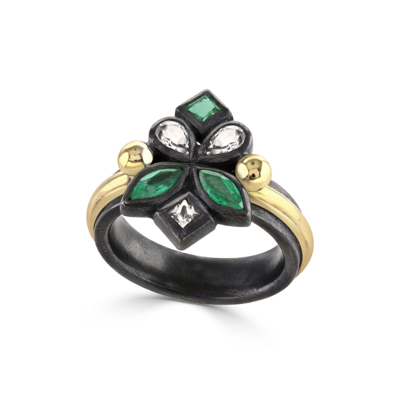 Heloise Ring - Emeralds & White Topaz