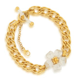 Ophelia Gumnut Flower Bracelet - Double French Curb- Gold