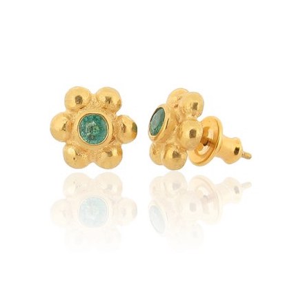 Grace Stud Earrings - Emerald - Gold