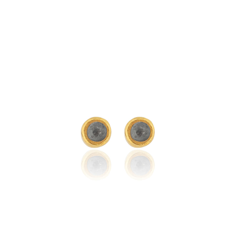 Edrie Round Stud Earrings - Black & Gold