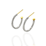 Leah Thin Hammered Hoops - Silver