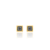 Edrie Square Stud Earrings - Black & Gold